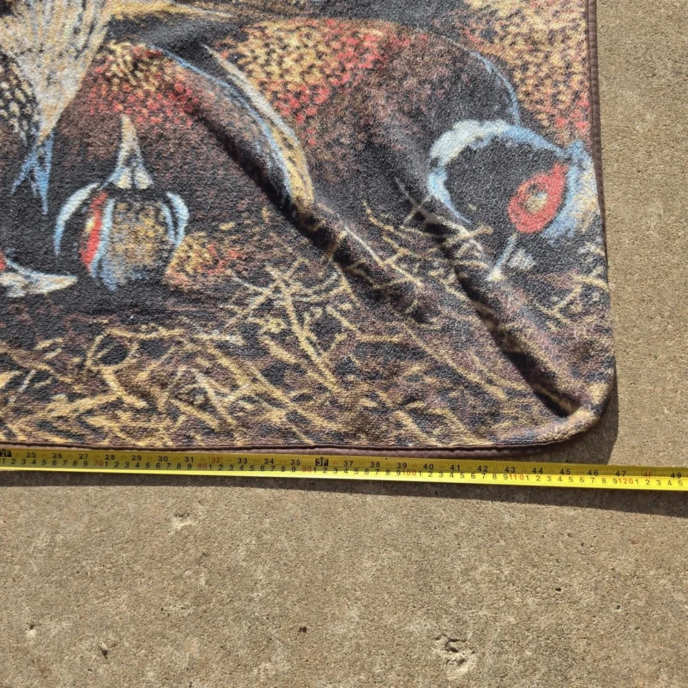Vintage Yellow Lab Hunting Dog Pheasant Fleece Throw Blanket Cabin Decor 56x46